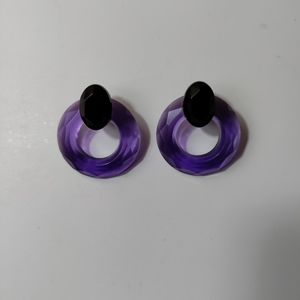 Purple Circle Earrings